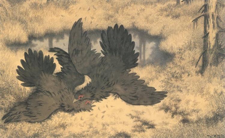 The Troll Birds go at it hammer and tongs, 1900 - Theodor Kittelsen