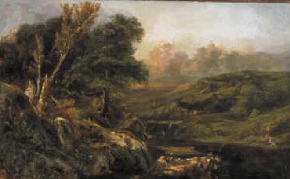 Mountain Landscape with Fisherman, 1830 - 泰奧多爾·盧梭