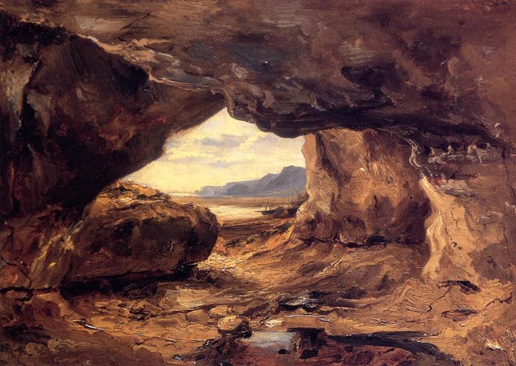 The Cave in a Cliff near Granville, c.1833 - 泰奧多爾·盧梭