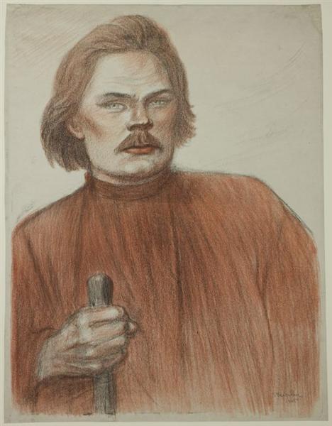 Maxime Gorki à mi-corps de face, 1905 - Theophile Steinlen