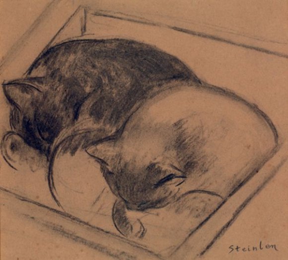 Two Sleeping Cats - Theophile Steinlen