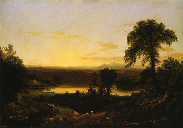 Summer Twilight. A Recollection of a Scene in New England, 1834 - Томас Коул