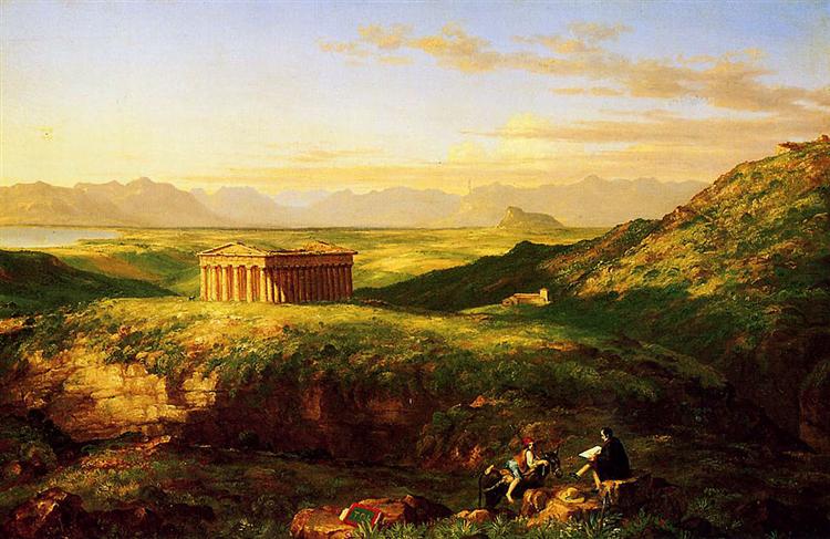 The Temple of Segesta with the Artist Sketching, 1843 - Thomas Cole