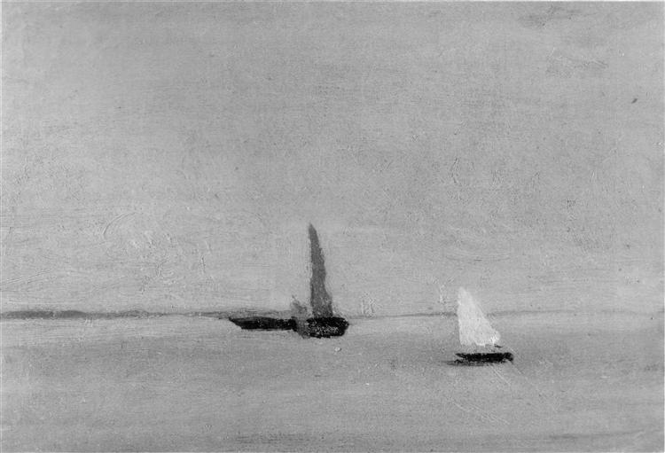 Study for Ships and Sailboats on the Delaware, 1874 - 湯姆·艾金斯