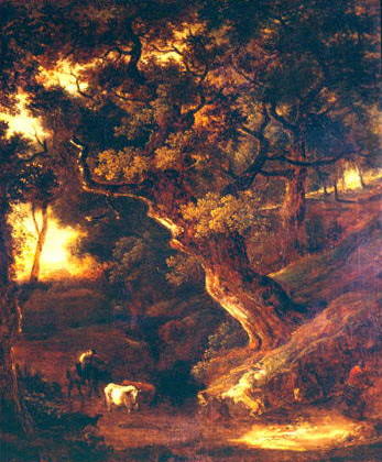 Landscape with cows and human figure - Thomas Gainsborough