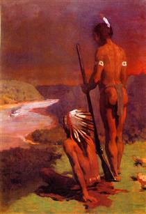 Indians on the Ohio - Томас Поллок Аншутц