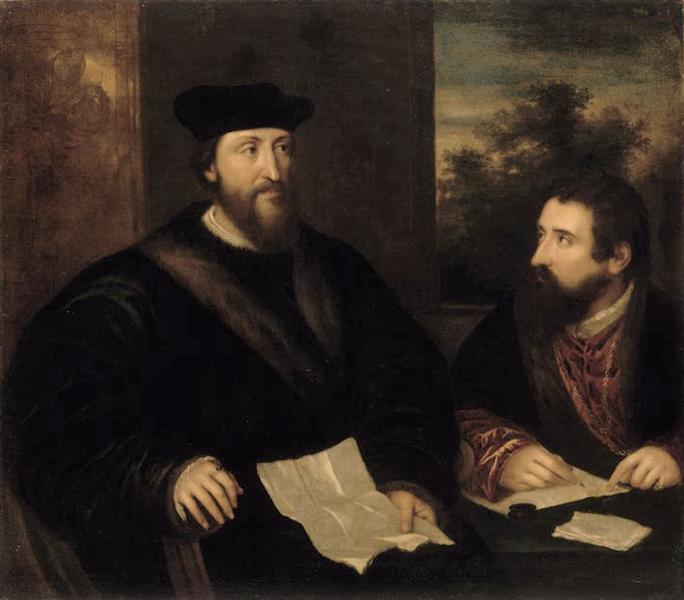 French Cardinal Georges d`Armagnac and his secretary G. Philandrier - Titian