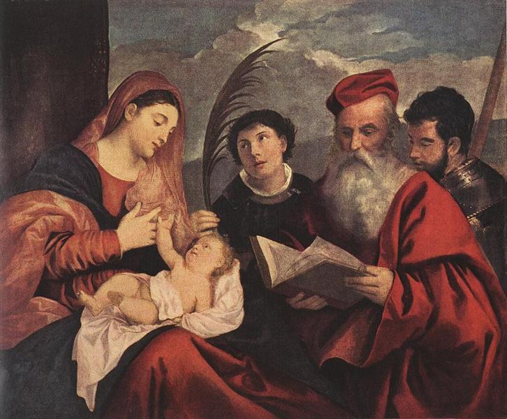 La Vierge à l'Enfant avec saint Étienne, saint Jérôme et saint Maurice, c.1510 - Titien