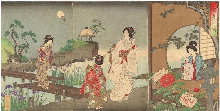 Garden in Early Summer, 1893 - 楊洲周延（豊原周延）