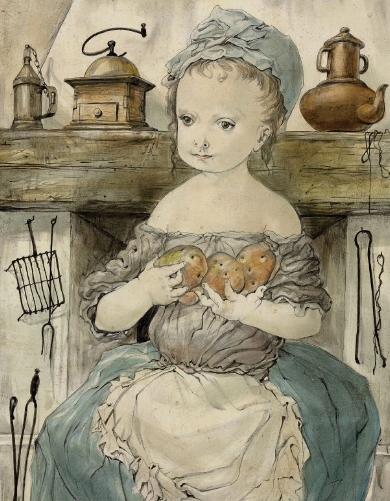 Young Girl With Potatoes, 1952 - Цуґухару Фудзіта