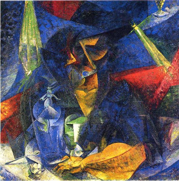 Woman in a Café: Compenetrations of Lights and Planes, 1912 - Umberto Boccioni