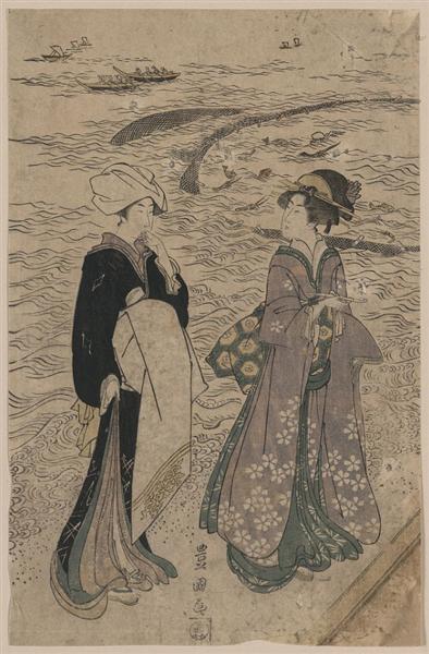 Fishing net, c.1800 - Utagawa Toyokuni