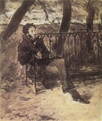 Alexander Pushkin in a Park - Valentín Serov