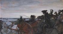 Catherine II Setting out to Hunt with Falcons - Valentin Serov