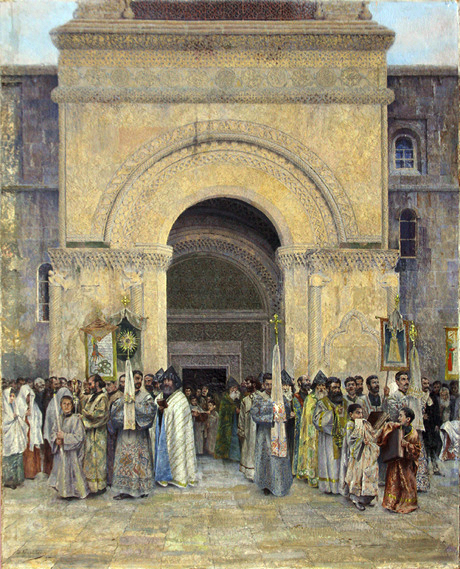 The Departure of the Procession from St. Etchmiadzin Cathedral, 1895 - Суренянц Вардгес Акопович