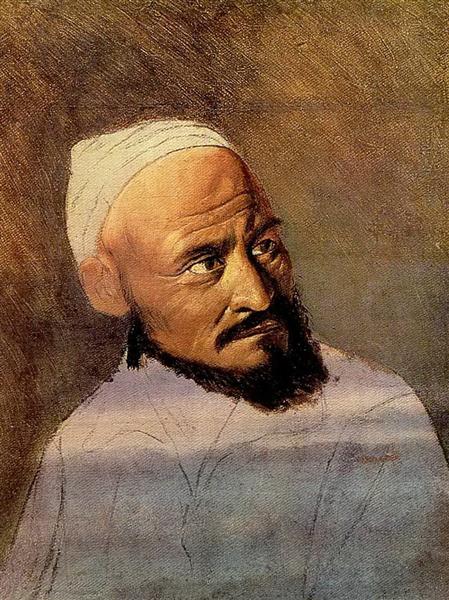 Head of a Kirghiz. Sketch - Vassili Perov
