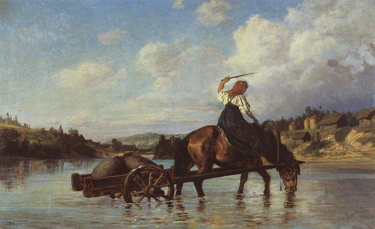Переправа через реку Оять. С мельницы, 1872 - Василий Поленов