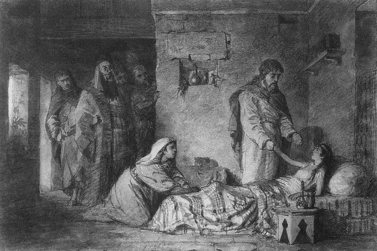The Ressurection of Jair's daughter, 1870 - Wassili Dmitrijewitsch Polenow