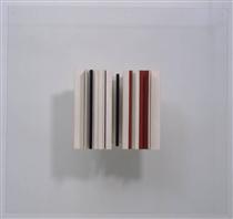 Relief Construction in White, Black and Maroon - Victor Pasmore