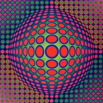 1970s Original Gorgeous Victor Vasarely Op Art Limited Edition