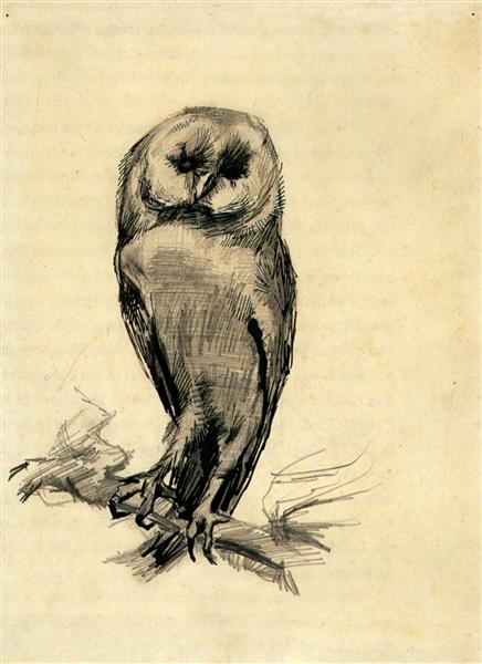 Barn Owl Viewed from the Front, 1887 - 梵谷