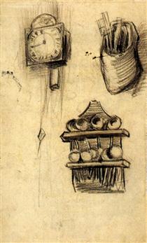 Clock, Clog with Cutlery and a Spoon Rack - Vincent van Gogh