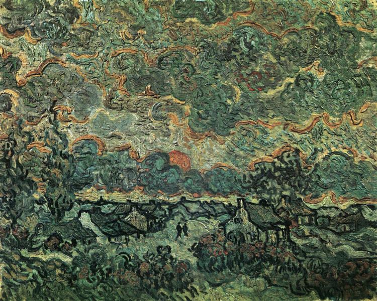Cottages and Cypresses Reminiscence of the North, 1890 - Vincent van Gogh