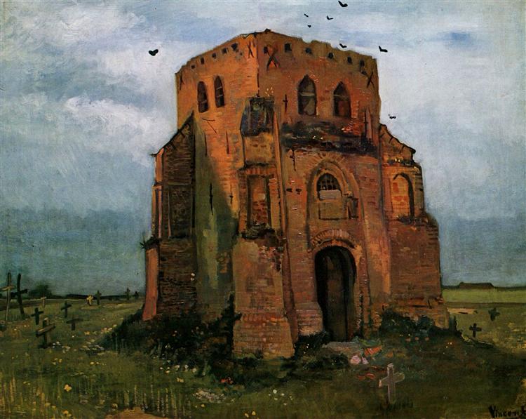 Country Churchyard and Old Church Tower, 1885 - Винсент Ван Гог