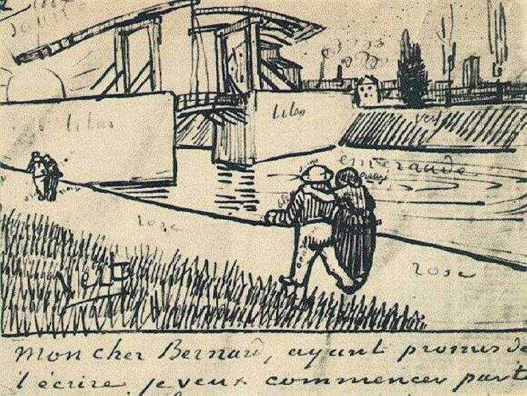 Пара та підйомний міст, 1888 - Вінсент Ван Гог