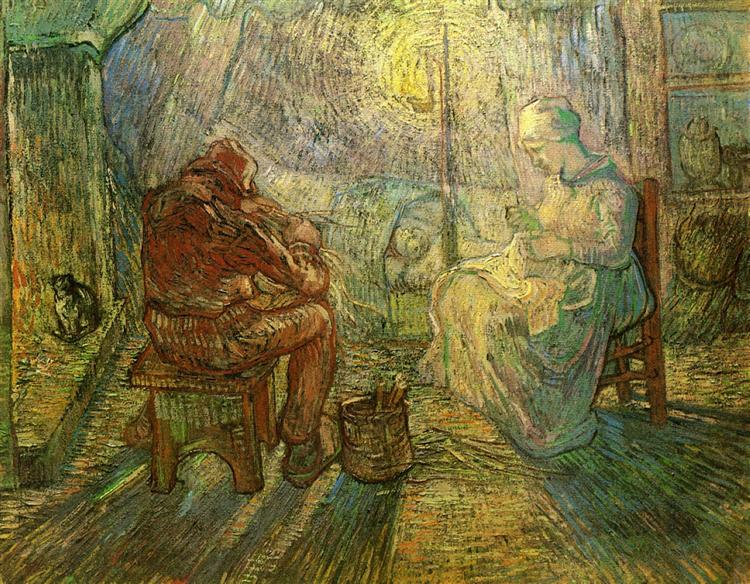 Evening - The Watch (after Millet), 1889 - Вінсент Ван Гог