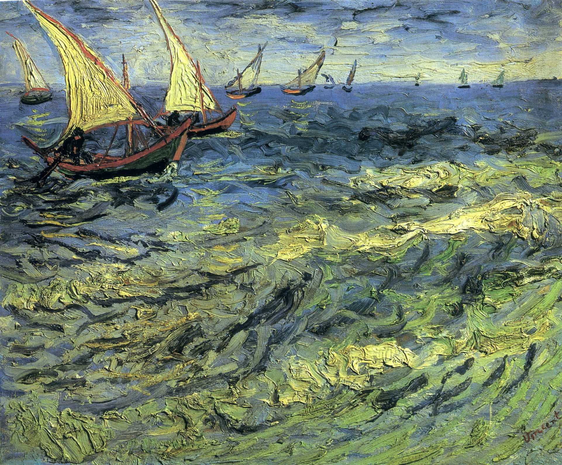 Fishing Boats At Sea 1888 Vincent Van Gogh