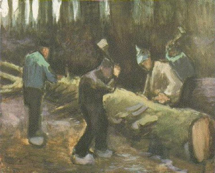 Four Men Cutting Wood, 1882 - 梵谷
