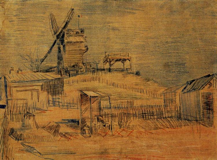 Gardens on Montmartre and the Blute-Fin Windmill, 1887 - Vincent van Gogh