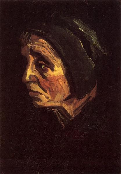 Head of a Peasant Woman with Dark Cap, 1885 - Винсент Ван Гог