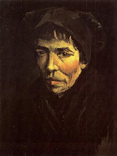 Head of a Peasant Woman with Dark Cap, 1885 - 梵谷