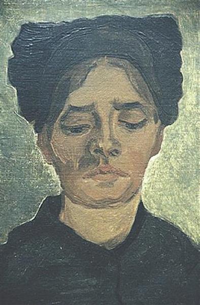 Head of a Peasant Woman with Dark Cap, 1885 - Винсент Ван Гог