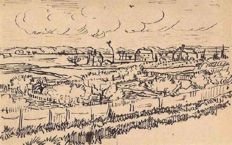 La Crau with Peach Trees in Bloom, 1888 - Vincent van Gogh