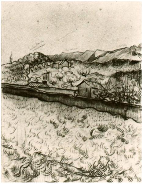 Mountain Landscape Seen across the Walls 2, 1889 - 梵谷