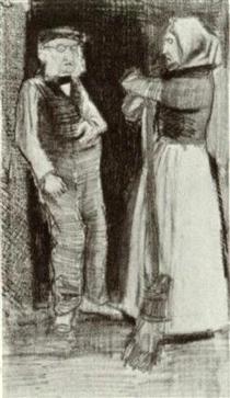 Orphan Man Talking with Woman Sien - Vincent van Gogh