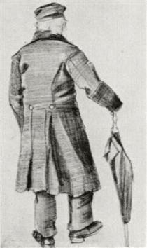 Orphan Man with Long Overcoat and Umbrella, Seen from the Back - Вінсент Ван Гог