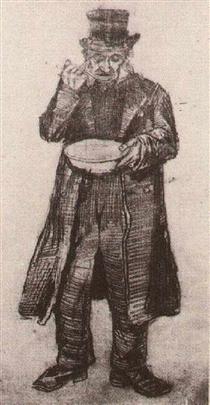 Orphan Man with Top Hat, Eating from a Plate - Vincent van Gogh