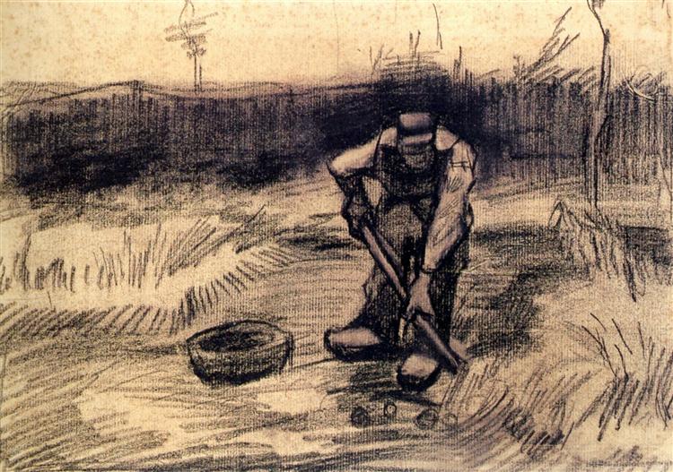 Peasant Lifting Potatoes, 1885 - Вінсент Ван Гог