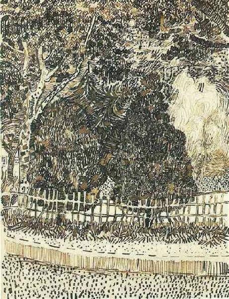Public Garden with Fence, 1888 - Винсент Ван Гог