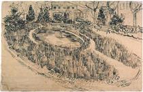 Public Garden with Vincent s House in the Background - Vincent van Gogh