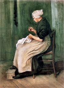 Scheveningen Woman Sewing - Вінсент Ван Гог