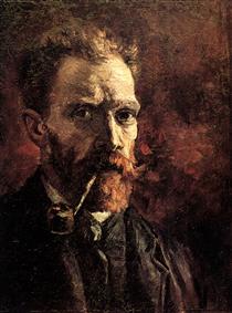 Self-Portrait with Pipe - Vincent van Gogh