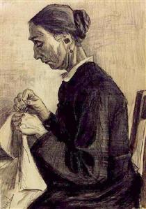 Sien, Sewing, Half-Figure - Vincent van Gogh