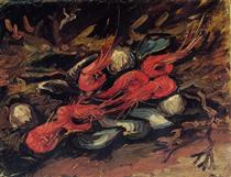Still Life with Mussels and Shrimp - 梵谷
