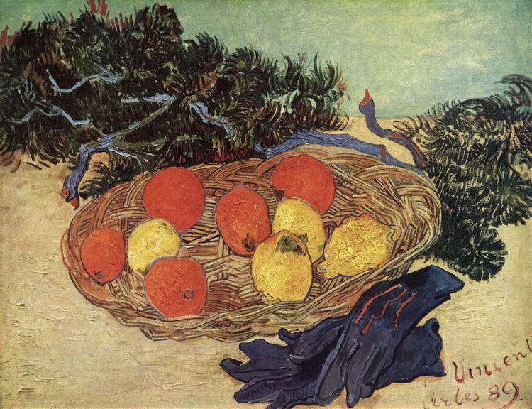 Still Life with Oranges and Lemons with Blue Gloves, 1889 - 梵谷