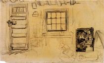 Studies of the Interior of a Cottage, and a Sketch of The Potato Eaters - 梵谷